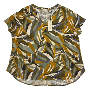 Rachel Zoe VNeck Short Sleeve Cotton TShirt Tropical Print Women Size 3X